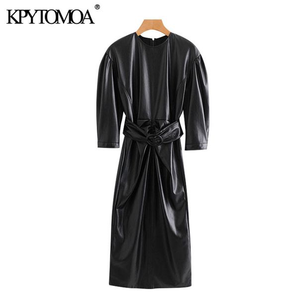 women chic fashion with belt faux leather draped midi dress vintage puff sleeve back zipper female dresses mujer 210416, Black;gray
women chic fashion with belt faux leather draped midi dress vintage puff sleeve back zipper female dresses mujer 210416, Black;gray