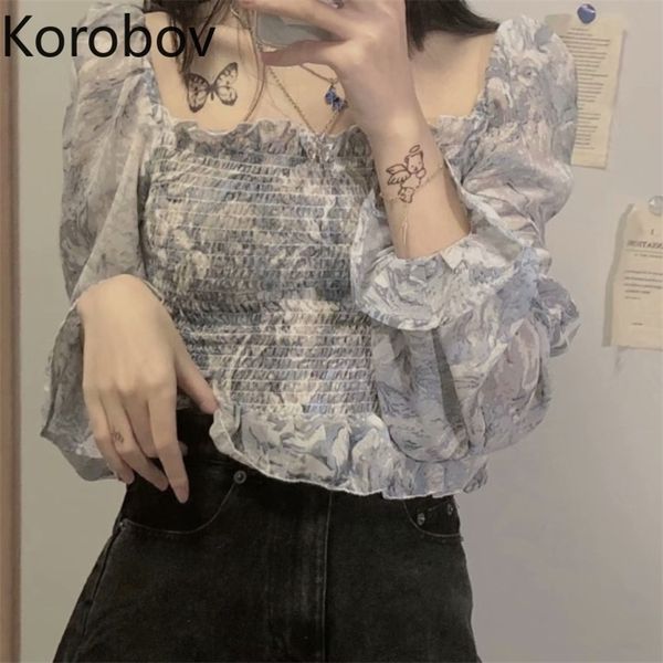 korobov elegant square collar chiffon blouses korean chic flare long sleeve print female shirts thin beach style blusas mujer 210430, White
korobov elegant square collar chiffon blouses korean chic flare long sleeve print female shirts thin beach style blusas mujer 210430, White