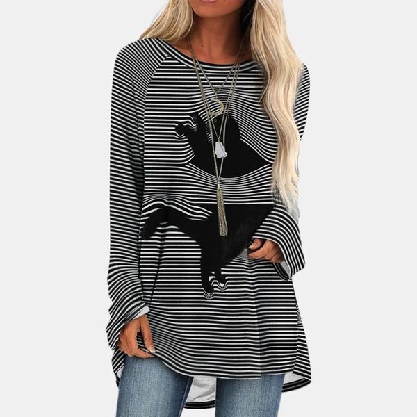women's t-shirt 40# women commuting style striped t-shirts o-neck cat print loose long sleeve spring plus size tshirts, White
women's t-shirt 40# women commuting style striped t-shirts o-neck cat print loose long sleeve spring plus size tshirts, White
