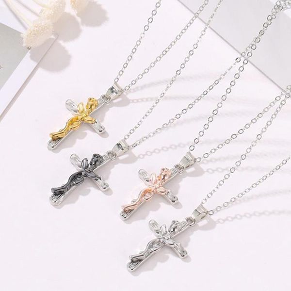 pendant necklaces electroplating alloy exquisite women cross rose adjustable necklace jewelry for families, Silver
pendant necklaces electroplating alloy exquisite women cross rose adjustable necklace jewelry for families, Silver