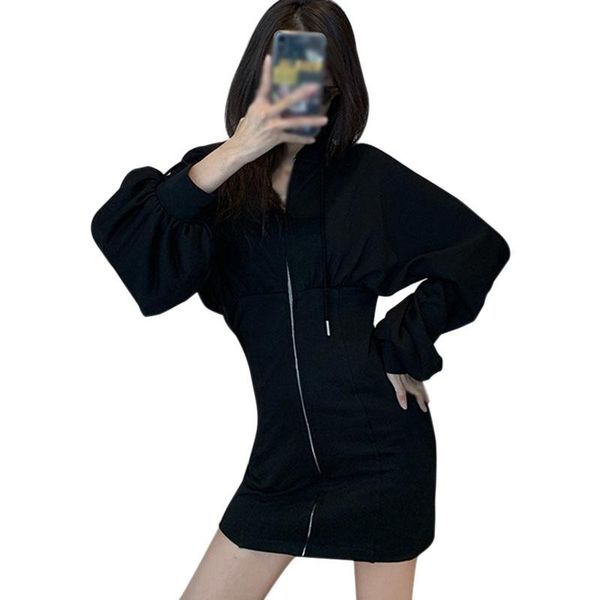 casual dresses autumn korean version of women's fashion versatile solid color slim zipper long sleeve hoodie dress girls comfort, Black;gray
casual dresses autumn korean version of women's fashion versatile solid color slim zipper long sleeve hoodie dress girls comfort, Black;gray