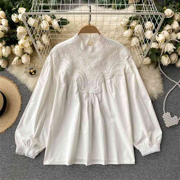 women's spring blouse french retro o- neck puff sleeve lace three-dimensional hook loose versatile shirt d0141 210507, White
women's spring blouse french retro o- neck puff sleeve lace three-dimensional hook loose versatile shirt d0141 210507, White