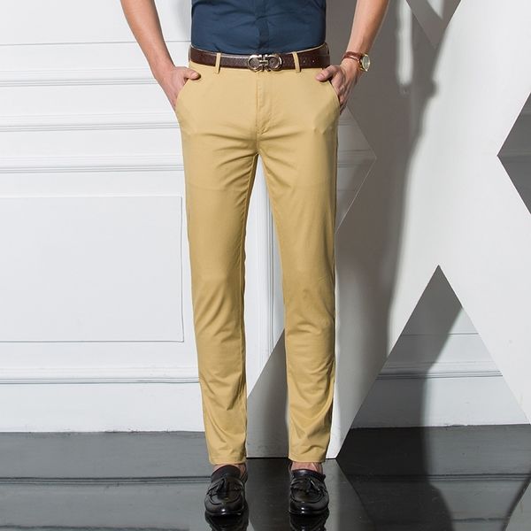 mens pants spring summer cotton pants stretch male long straight fit trousers classic business dress formal pants khaki black 210518 
mens pants spring summer cotton pants stretch male long straight fit trousers classic business dress formal pants khaki black 210518