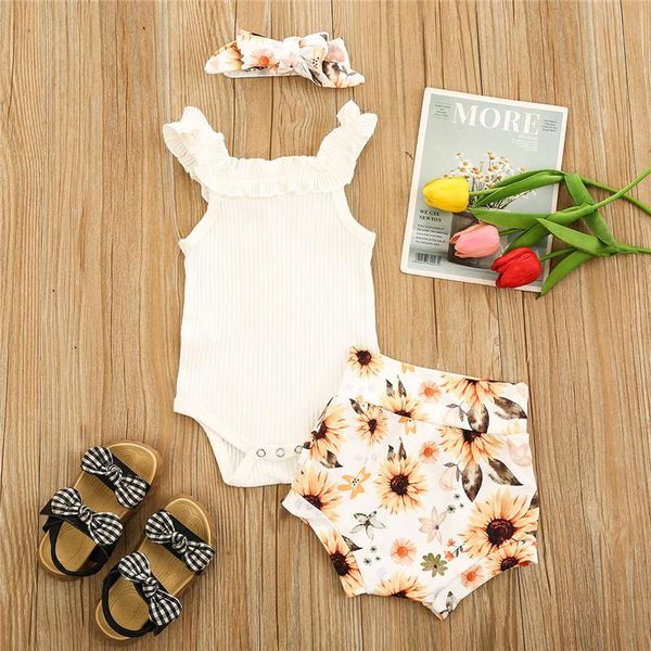 baby girls clothes sets solid color sleeveless romper+sun/floral print shorts+bow-knot headband cotton casual outfits clothing, White
baby girls clothes sets solid color sleeveless romper+sun/floral print shorts+bow-knot headband cotton casual outfits clothing, White