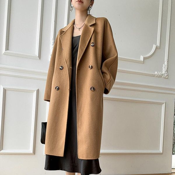 women's wool & blends 2021 high-end water ripple reversible cashmere coat mid-length over-the-knee solid color, Black
women's wool & blends 2021 high-end water ripple reversible cashmere coat mid-length over-the-knee solid color, Black
