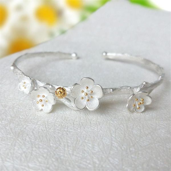 earrings & necklace fashion exquisite cherry blossom bracelet female creative opening copper bangle and ring art antique suit jewelry gift, Silver
earrings & necklace fashion exquisite cherry blossom bracelet female creative opening copper bangle and ring art antique suit jewelry gift, Silver