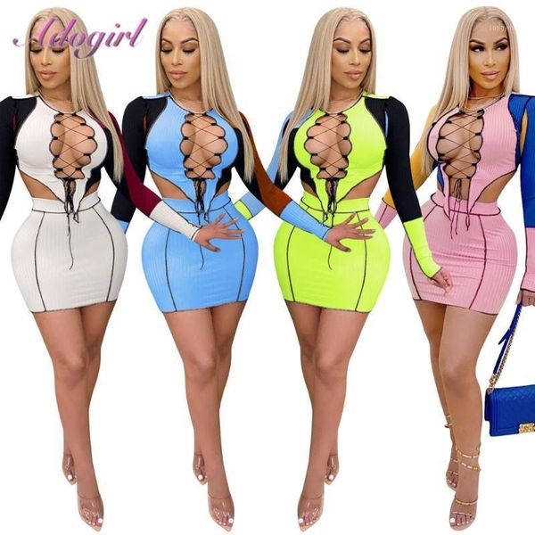 ribbed knit patchwork two piece set women hollow out lace up crop + mini midi skirt outfit night party club sets women's tracksuit, Gray
ribbed knit patchwork two piece set women hollow out lace up crop + mini midi skirt outfit night party club sets women's tracksuit, Gray