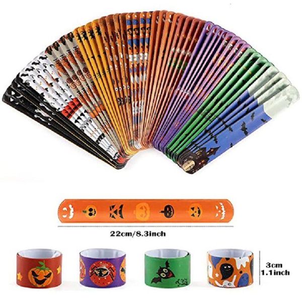 charm bracelets 48pcs slap party favors with colorful halloween print design retro bands for kids adults birthday, Golden;silver
charm bracelets 48pcs slap party favors with colorful halloween print design retro bands for kids adults birthday, Golden;silver