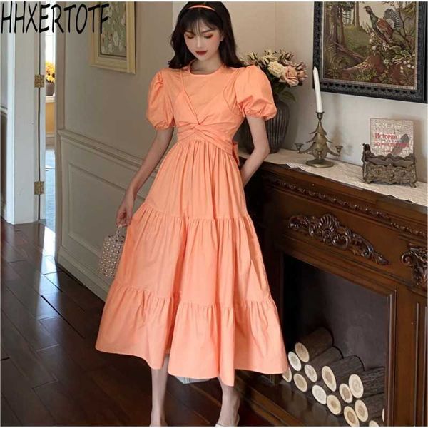 summer korean elegant casual women puff sleeve o-neck lace-up dress vestidos 210531, Black;gray
summer korean elegant casual women puff sleeve o-neck lace-up dress vestidos 210531, Black;gray