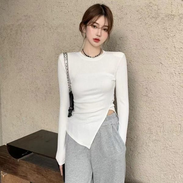 women's t-shirt autumn spring women o-neck long sleeve cotton t-shirts tees girls solid slim side split t shirts for female, White
women's t-shirt autumn spring women o-neck long sleeve cotton t-shirts tees girls solid slim side split t shirts for female, White