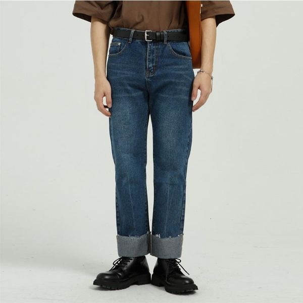 men four seasons korean straight pants denim blue button pockets casual jeans men's iywb
men four seasons korean straight pants denim blue button pockets casual jeans men's iywb