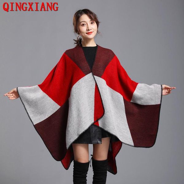 scarves 9 style 2021 faux cashmere female multicolour plaid shawl autumn winter warm poncho women thick split loose knitted cape, Blue;gray
scarves 9 style 2021 faux cashmere female multicolour plaid shawl autumn winter warm poncho women thick split loose knitted cape, Blue;gray