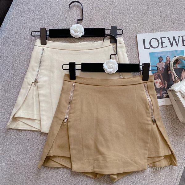 women's shorts khaki womens 2021 autumn all-matching slimming waist pantskirt high double zipper solid color short femme, White;black
women's shorts khaki womens 2021 autumn all-matching slimming waist pantskirt high double zipper solid color short femme, White;black