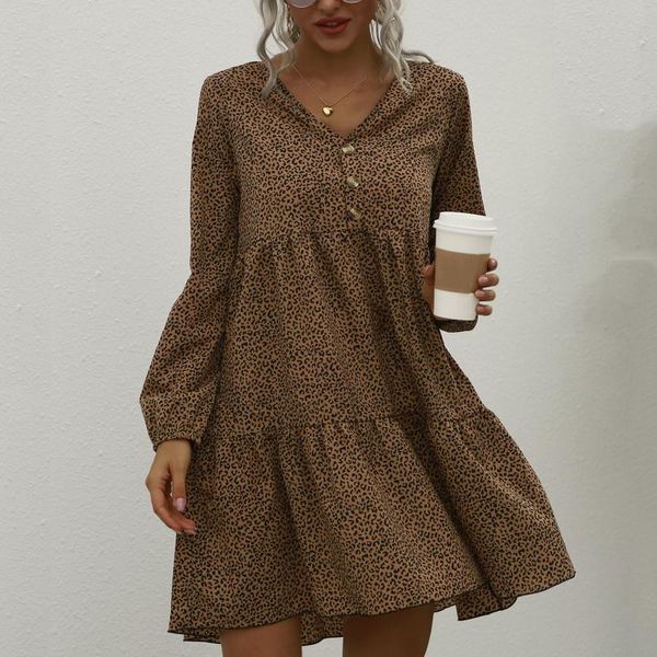 casual dresses dress women leopard print boho ladies stitching long sleeve v-neck button skirt winter vestidos, Black;gray
casual dresses dress women leopard print boho ladies stitching long sleeve v-neck button skirt winter vestidos, Black;gray