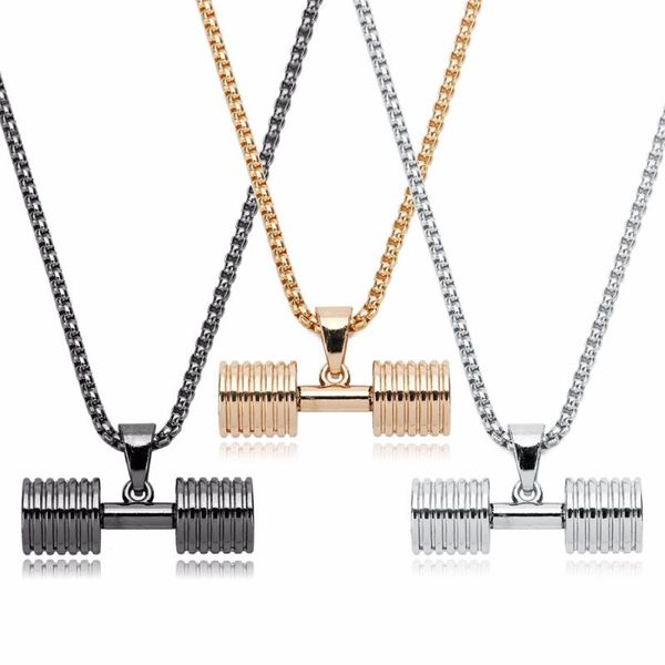 pendant necklaces louleur dumbbell gold/rhodium/black color punk stainless steel chain couple for men womenjewelry, Silver
pendant necklaces louleur dumbbell gold/rhodium/black color punk stainless steel chain couple for men womenjewelry, Silver