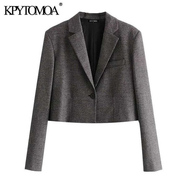 kpytomoa women fashion single button cropped check blazer coat vintage long sleeve female outerwear chic veste femme 210930, White;black
kpytomoa women fashion single button cropped check blazer coat vintage long sleeve female outerwear chic veste femme 210930, White;black