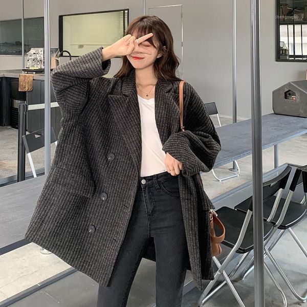 spring and autumn hong kong style retro loose coat long korean fashion dark casual corduroy woolen women's wool & blends, Black
spring and autumn hong kong style retro loose coat long korean fashion dark casual corduroy woolen women's wool & blends, Black