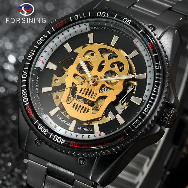 forsining steampunk luminous hands golden skull black stainless steel skeleton clock men's automatic watches wristwatches, Slivery;brown
forsining steampunk luminous hands golden skull black stainless steel skeleton clock men's automatic watches wristwatches, Slivery;brown