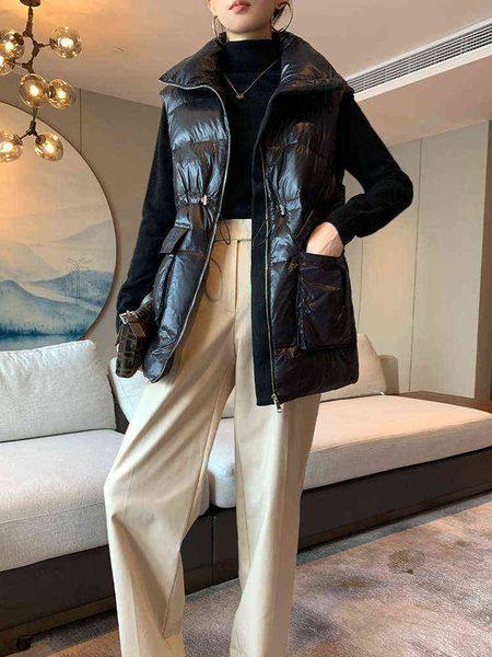 autumn and winter 2021 korean version of white goose down et vest women's stand collar vest thickened et, Black;white
autumn and winter 2021 korean version of white goose down et vest women's stand collar vest thickened et, Black;white