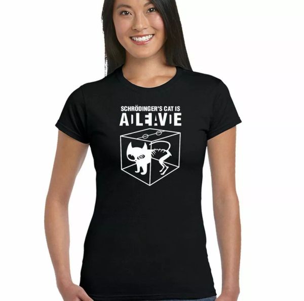 schrodingers cat dead alive women funny sheldon cooper t-shirt big bong theory, White;black
schrodingers cat dead alive women funny sheldon cooper t-shirt big bong theory, White;black