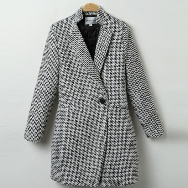 women's wool & blends 2021 vintage plaid coat women slim belt turndown collar coats ladies korean autumn winter warm faux liner outerwe, Black
women's wool & blends 2021 vintage plaid coat women slim belt turndown collar coats ladies korean autumn winter warm faux liner outerwe, Black