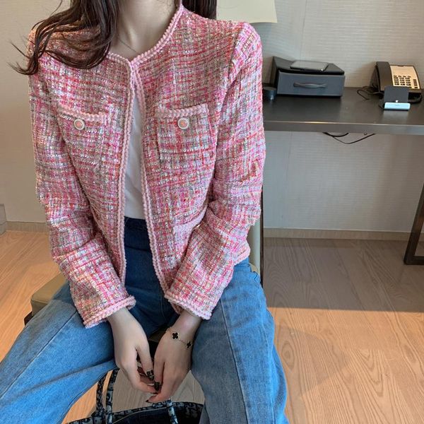 women's jackets korean female pink tweed jacket coat women outerwear coats suit cropped kawaii round neck casual, Black;brown
women's jackets korean female pink tweed jacket coat women outerwear coats suit cropped kawaii round neck casual, Black;brown
