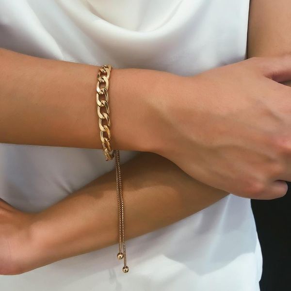 simple punk alloy hand chain adjustable thick bracelets for women gold color 2021 fashion jewelry party bracelet female link,, Black
simple punk alloy hand chain adjustable thick bracelets for women gold color 2021 fashion jewelry party bracelet female link,, Black