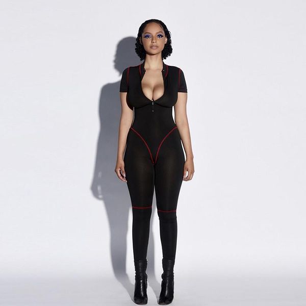 gym clothing 2021 women deep v-neck front zipper stand colloar jumpsuit rompers clubwear short sleeve bodycon summer long pants, White;black
gym clothing 2021 women deep v-neck front zipper stand colloar jumpsuit rompers clubwear short sleeve bodycon summer long pants, White;black