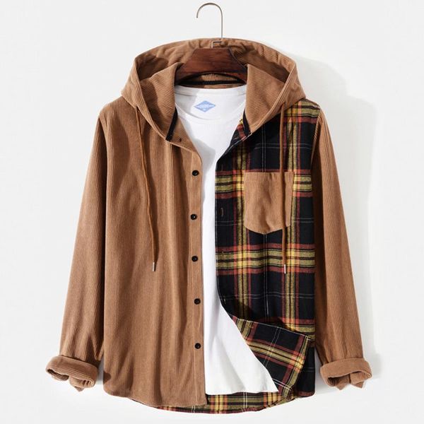 men's casual shirts mens hoodie shirt corduroy colorblock plaid patchwork button up drawstring hooded 2022 spring jacket, White;black
men's casual shirts mens hoodie shirt corduroy colorblock plaid patchwork button up drawstring hooded 2022 spring jacket, White;black