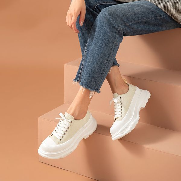 dress shoes women canvas trend platform shoes lace-up ladies casual thick bottom vulcanized sneakers handmade 23602, Black
dress shoes women canvas trend platform shoes lace-up ladies casual thick bottom vulcanized sneakers handmade 23602, Black