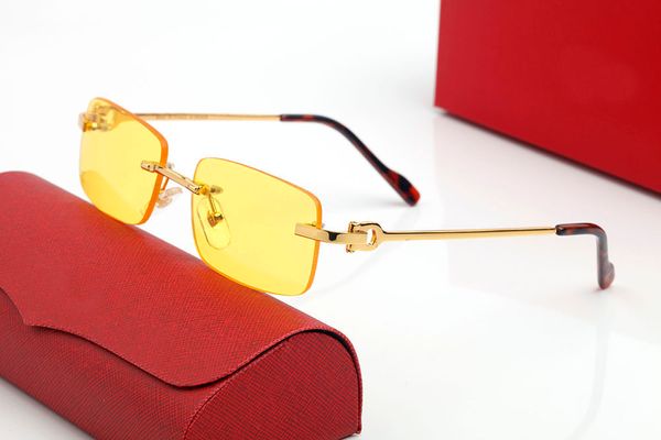 

Fashion Carti Designer Cool Sunglasses Red Eyeglass Frameless Ornamental Men Woman Decorative Fame Rectangle Lenses Sunnies Lens Comfortable