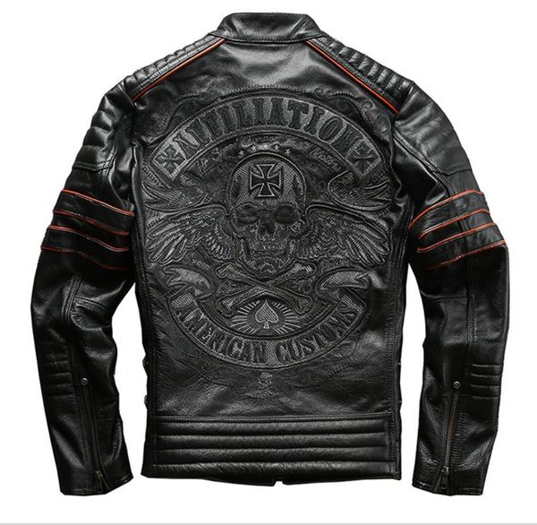 men's frayed harley jackets men slim motorcycle genuine leather embroidered, Black;brown
men's frayed harley jackets men slim motorcycle genuine leather embroidered, Black;brown