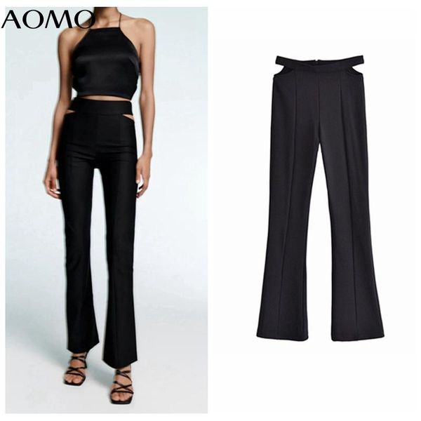women's pants & capris aomo 2021 fashion women waist cut-out flare trousers pockets office lady elegant pantalon qn219a, Black;white
women's pants & capris aomo 2021 fashion women waist cut-out flare trousers pockets office lady elegant pantalon qn219a, Black;white