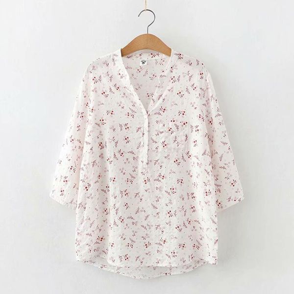 women's blouses & shirts summer casual sweet floral printed shirt women v-neck loose three quarter sleeved female u234, White
women's blouses & shirts summer casual sweet floral printed shirt women v-neck loose three quarter sleeved female u234, White