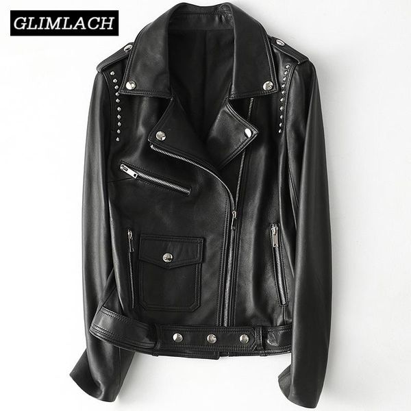 women's leather & faux 2021 rivet motorcycle jackets women 100% real sheepskin genuine slim short coats autumn female bike jacket, Black
women's leather & faux 2021 rivet motorcycle jackets women 100% real sheepskin genuine slim short coats autumn female bike jacket, Black