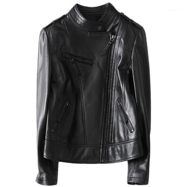 spring fashion genuine leather jacket woman casual short slim female coat motorcycle clothing women's & faux, Black
spring fashion genuine leather jacket woman casual short slim female coat motorcycle clothing women's & faux, Black