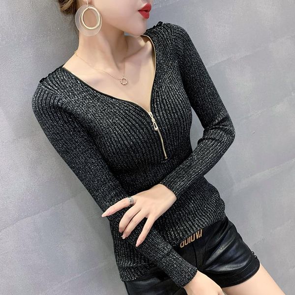 women's sweaters #6244 black v neck zipper basic women and pullovers spliced lace hollow out korean fashion knitted sweater autumn, White;black
women's sweaters #6244 black v neck zipper basic women and pullovers spliced lace hollow out korean fashion knitted sweater autumn, White;black