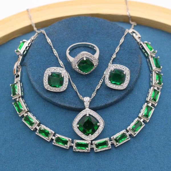 earrings & necklace geometric green semi-precious silver color jewelry sets for women wedding bracelet stud ring birthday gift
earrings & necklace geometric green semi-precious silver color jewelry sets for women wedding bracelet stud ring birthday gift