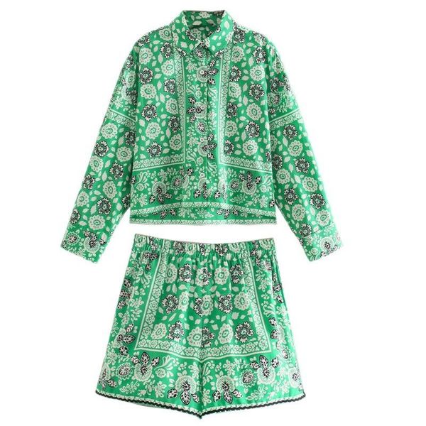 women's tracksuits shorts sets green print shirts two piece set women lapel long sleeves shirt 2 casual high waist womens outfits, Gray
women's tracksuits shorts sets green print shirts two piece set women lapel long sleeves shirt 2 casual high waist womens outfits, Gray
