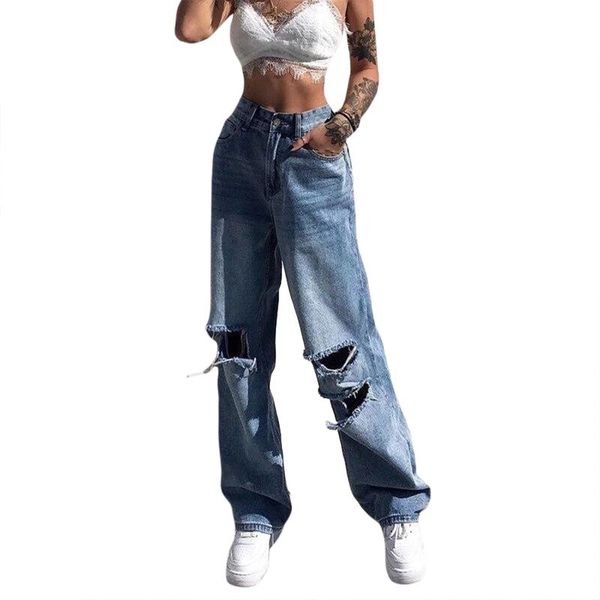 women's jeans 2021female ripped jeans,high waist trouser loose pants straight-leg for summer autumn,s//l,hollow out design/casual styl, Blue
women's jeans 2021female ripped jeans,high waist trouser loose pants straight-leg for summer autumn,s//l,hollow out design/casual styl, Blue