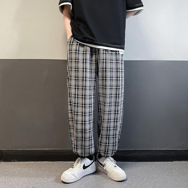 men's pants plaid 2021 spring summer streetwear black men joggers drawstring casual loose ankle-length
men's pants plaid 2021 spring summer streetwear black men joggers drawstring casual loose ankle-length
