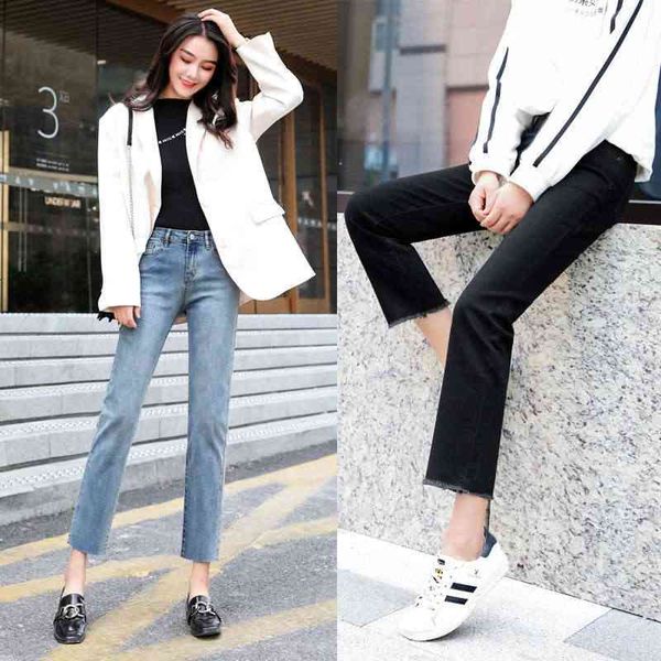 jeans elastic straight pants women's high waisted chic hong kong flavor sweet first love lady's nine point rlxs, Blue
jeans elastic straight pants women's high waisted chic hong kong flavor sweet first love lady's nine point rlxs, Blue