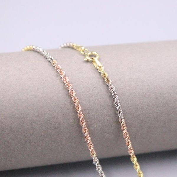 chains au750 real 18k multi-tone gold chain neckalce for women female 2.0mm rope link choker necklace 18''l gift, Silver
chains au750 real 18k multi-tone gold chain neckalce for women female 2.0mm rope link choker necklace 18''l gift, Silver