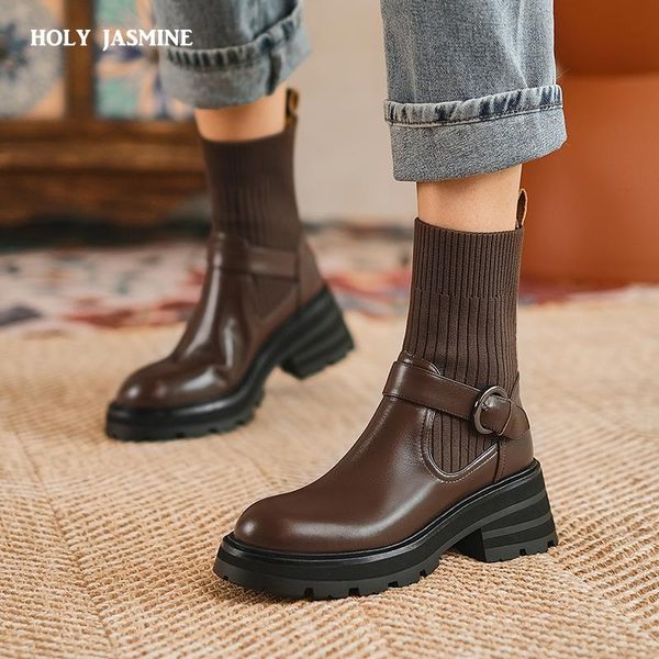 boots 2021 winter est shoes woman genuine leather metal decoration chunky heels ankle party casual basic platform, Black
boots 2021 winter est shoes woman genuine leather metal decoration chunky heels ankle party casual basic platform, Black