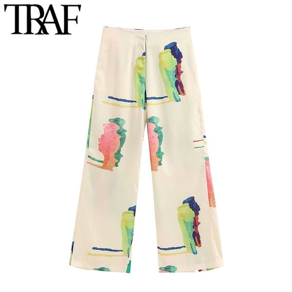 women chic fashion print wide leg pants vintage zipper fly side pockets female trousers casual pantalones mujer 210507, Black;white
women chic fashion print wide leg pants vintage zipper fly side pockets female trousers casual pantalones mujer 210507, Black;white