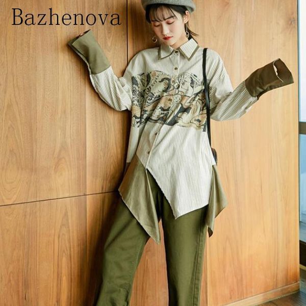 women's blouses & shirts bazhenova autumn striped print girl sweet cartoon pattern woman all-match fall blouse for lady r714, White
women's blouses & shirts bazhenova autumn striped print girl sweet cartoon pattern woman all-match fall blouse for lady r714, White