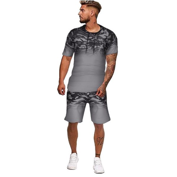men's tracksuits gradient color collision short sleeve sets 2021 selling mens summer homeshorts sports thin ropa hombre, Gray
men's tracksuits gradient color collision short sleeve sets 2021 selling mens summer homeshorts sports thin ropa hombre, Gray