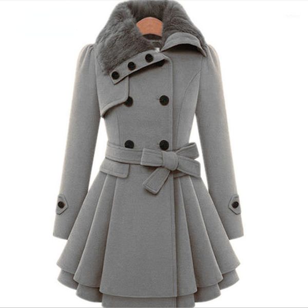 women's wool & blends vintage solid color women coats winter long-sleeved fur turn-down collar double-breasted woolen ladies coat casua, Black
women's wool & blends vintage solid color women coats winter long-sleeved fur turn-down collar double-breasted woolen ladies coat casua, Black