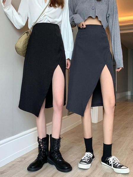 skirts autumn hong kong style black skirt split women's mid-length high waist a- shaped slimming hip
skirts autumn hong kong style black skirt split women's mid-length high waist a- shaped slimming hip