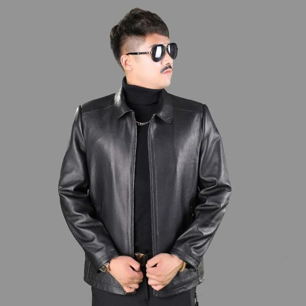 men's leather & faux haining autumn and winter clothes short coat middle-aged elderly lapel sheep skin thin jacket men, Black
men's leather & faux haining autumn and winter clothes short coat middle-aged elderly lapel sheep skin thin jacket men, Black